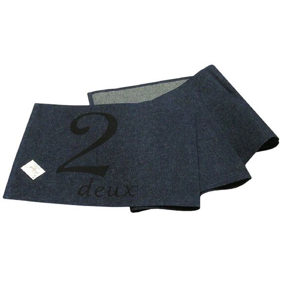 French Deux 2 Denim Table Runner Country Farmhouse Cloth Topper 100% Cotton NEW - Picture 2 of 6